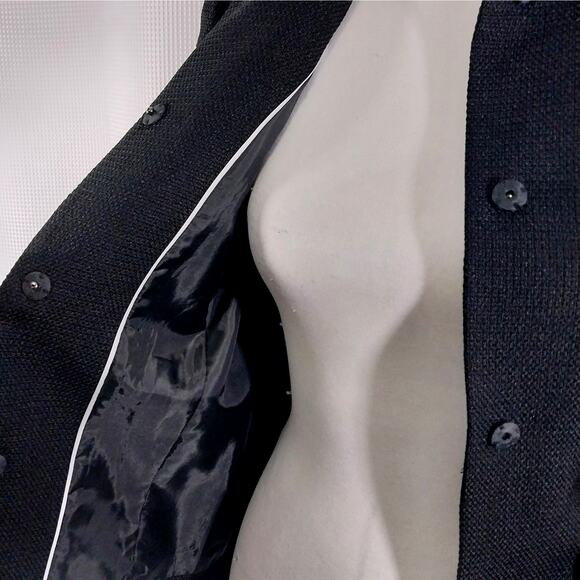 CALVIN KLEIN! LUXE BLACK TEXTURED, BELTED TIE WAIST JACKET, BLAZER! SZ 4 - Picture 7 of 12